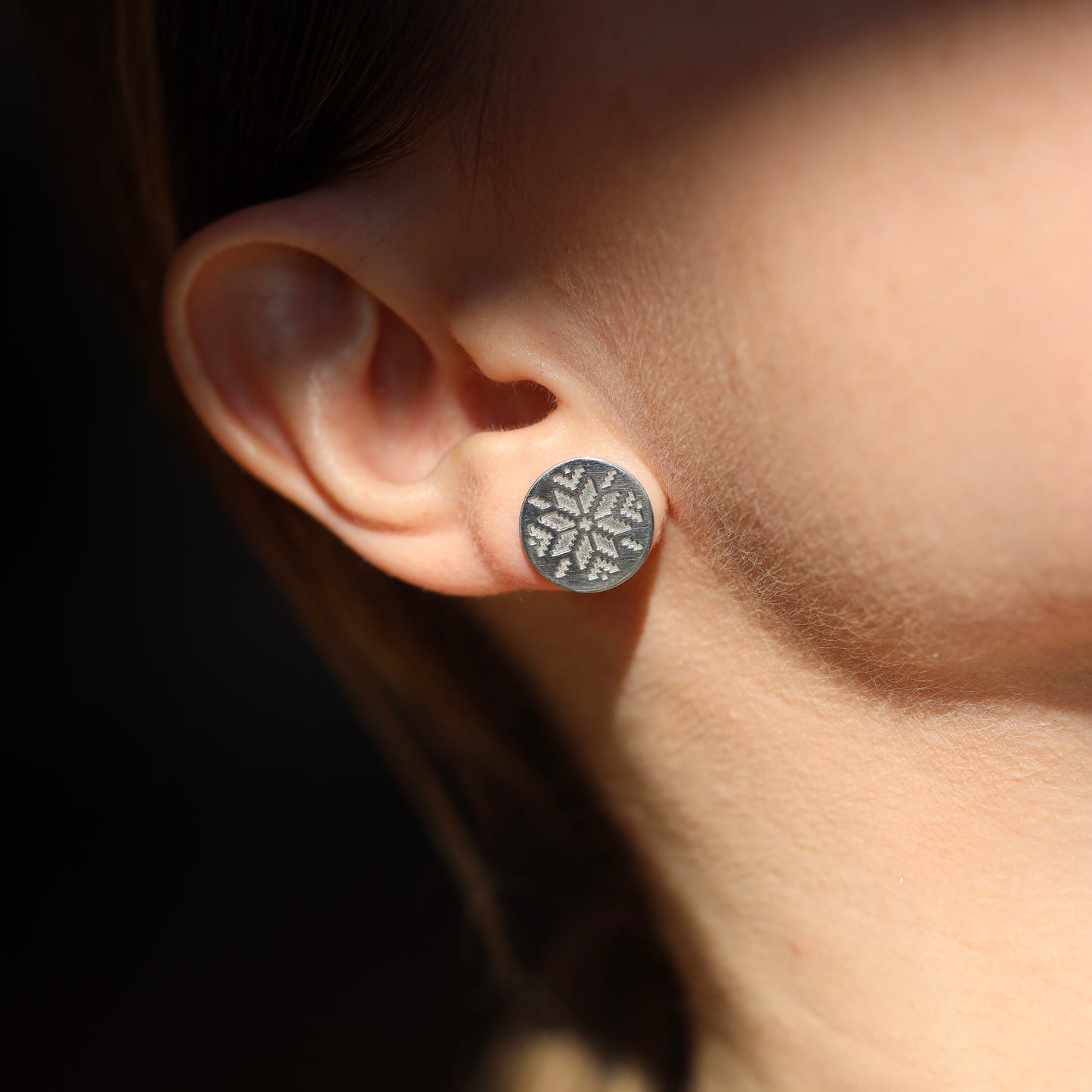 Срібні сережки з вишиванковим орнаментом – українська символіка, 925 проба | Silver Embroidery Earrings – Ukrainian Heritage |1060