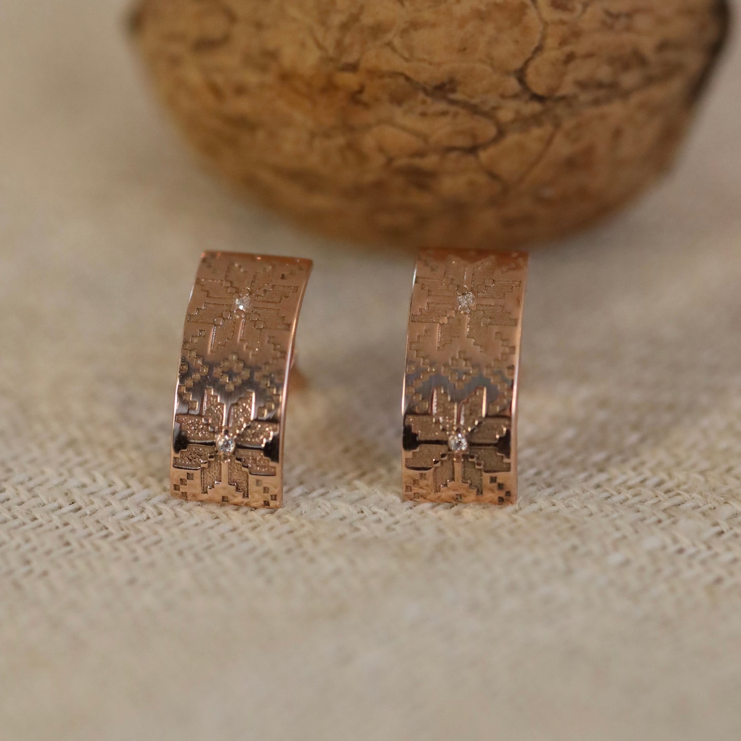 Срібний комплект Вишиванка з позолотою 585 | Silver 925 Gold Plated Jewelry Set | Сережки + Каблучка | Ukrainian Jewelry