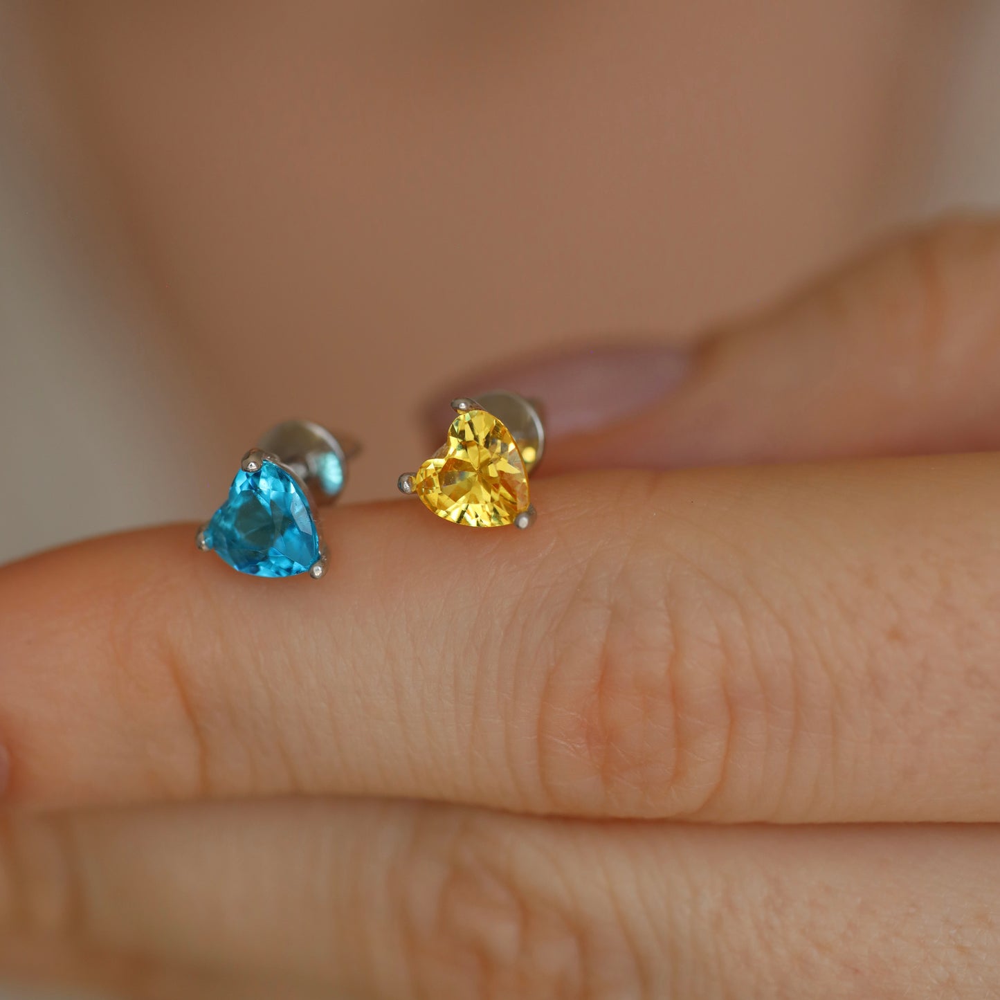 Срібні синьо-жовті пусети/сиібло 925пр/297