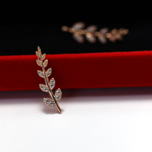 Сережки-гілочки зі срібла 925 з позолотою 585пр | Silver Olive Leaf Earrings, Gold Plated | 1082