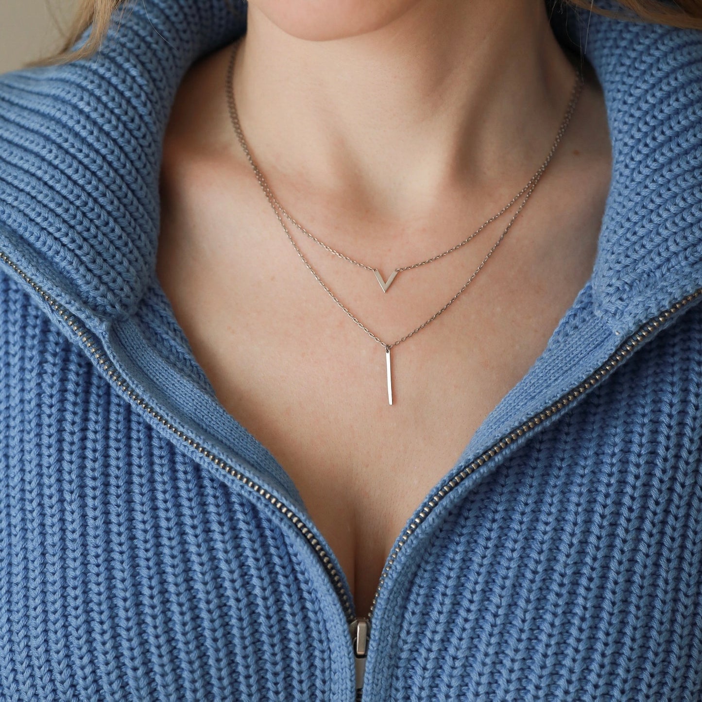 Срібне багатошарове кольє 925 • Мінімалізм | Layered Sterling Silver Necklace 925| 6028