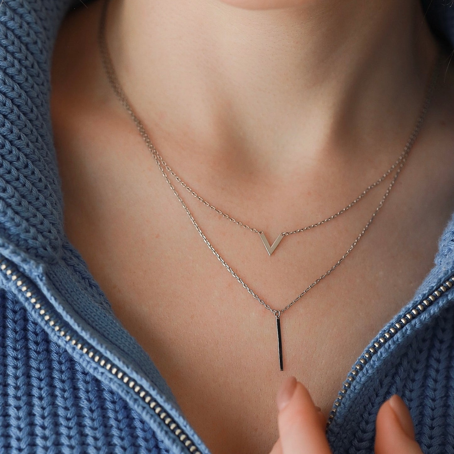 Срібне багатошарове кольє 925 • Мінімалізм | Layered Sterling Silver Necklace 925| 6028