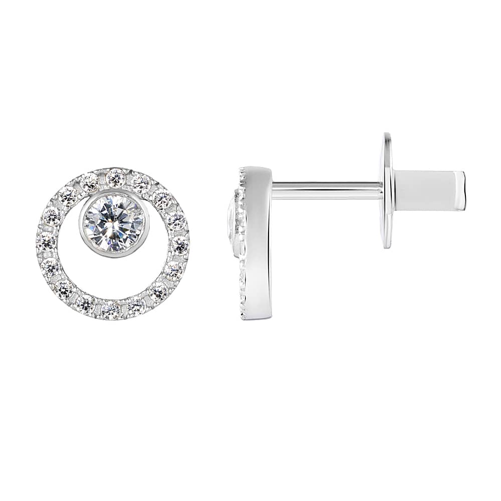 Cubic Zirconia Stud Earrings | 925 Silver Luxury Jewelry — Срібні сережки з фіанітами|40073
