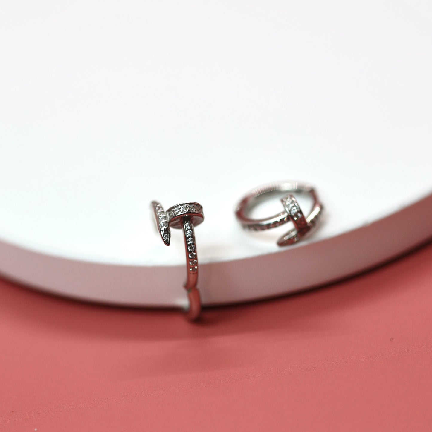 Luxury Hoop Earrings 925 Silver | Срібні сережки-кільця цвяшок з фіанітами|20794