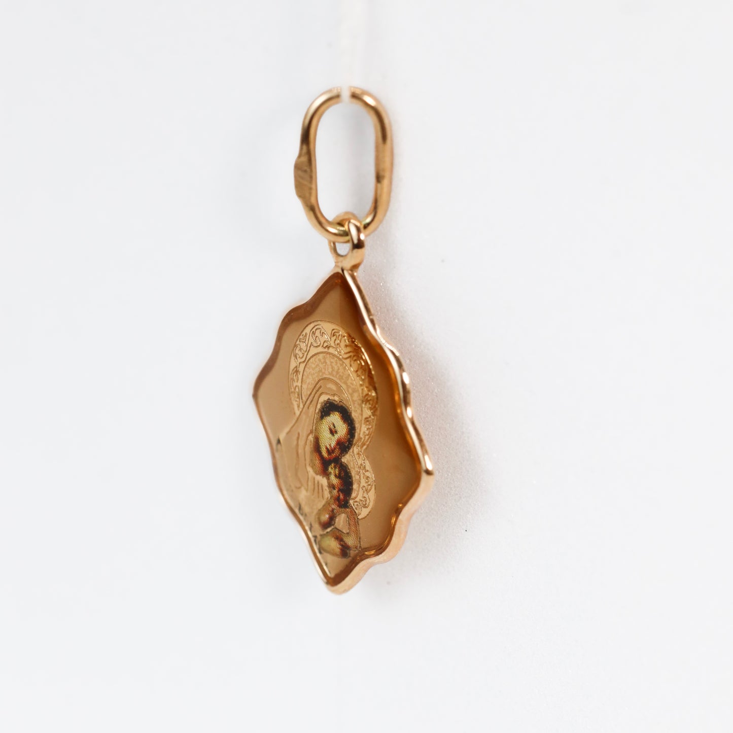 Золотий кулон-ікона Богородиця з Ісусом 585 | Gold Virgin Mary with Child Jesus Pendant 14k