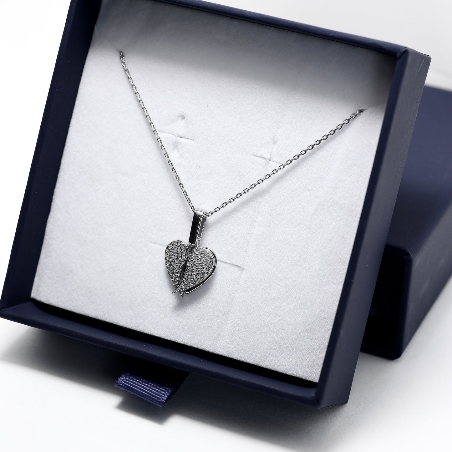 Daughter Angel Wings Locket Necklace with Cubic Zirconia | Срібне кольє-медальйон Донечка з крилами та фіанітами|618