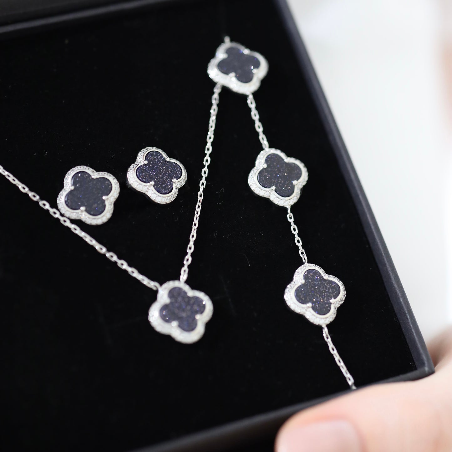 Комплект із авантюрином Clover | Aventurine Clover Jewelry Set | 339