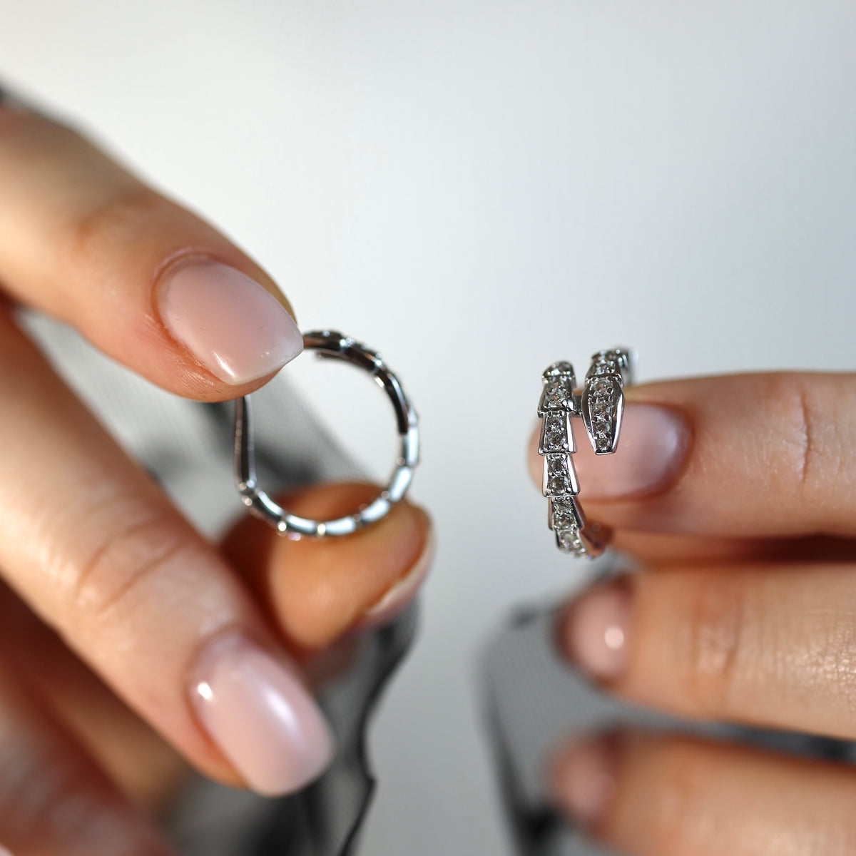 Rhodium-Plated 925 Sterling Silver CZ| Срібні сережки-кільця з фіанітами|292