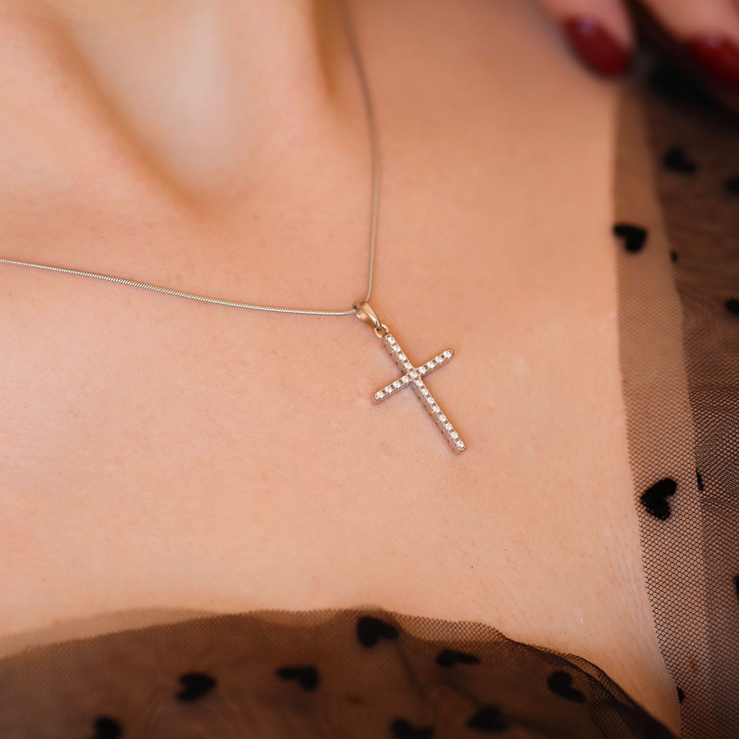 Срібний двосторонній хрестик/срібло 925пр.