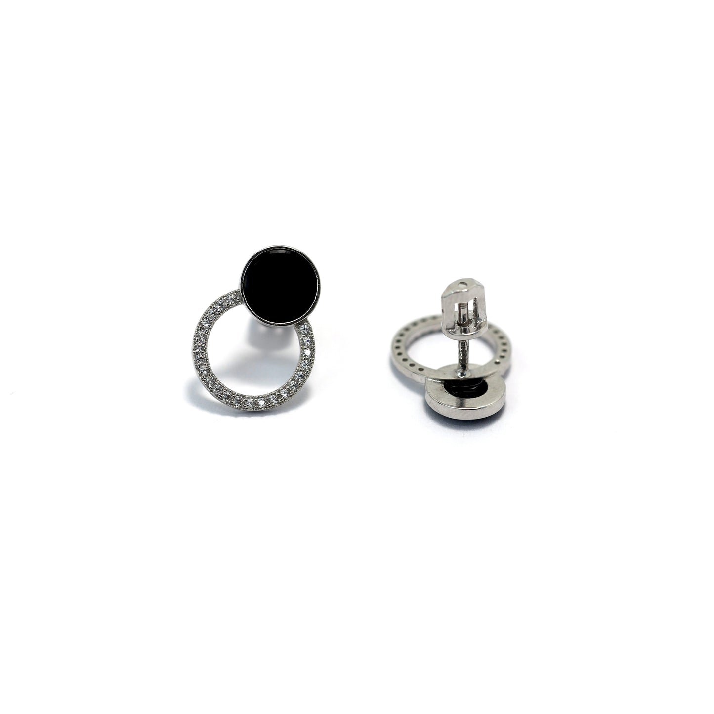 Срібні сережки з чорним каменем | Silver Earrings with Black Stone
