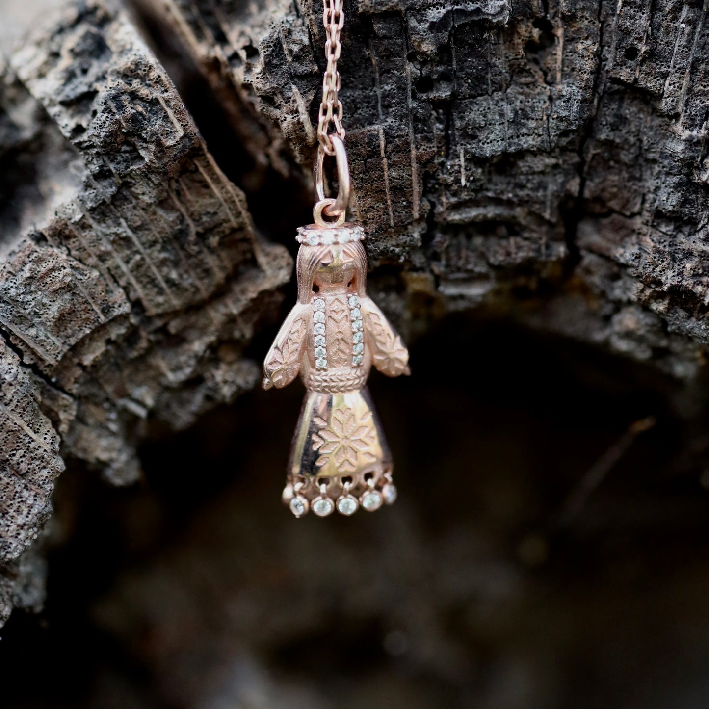 Позолочений кулон з ланцюжком /Мотанка/основа срібло 925пр/покриття позолота 585пр/533