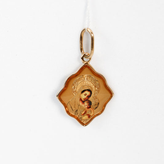 Золотий кулон-ікона Богородиця 585 | Gold Virgin Mary Religious Pendant 14k
