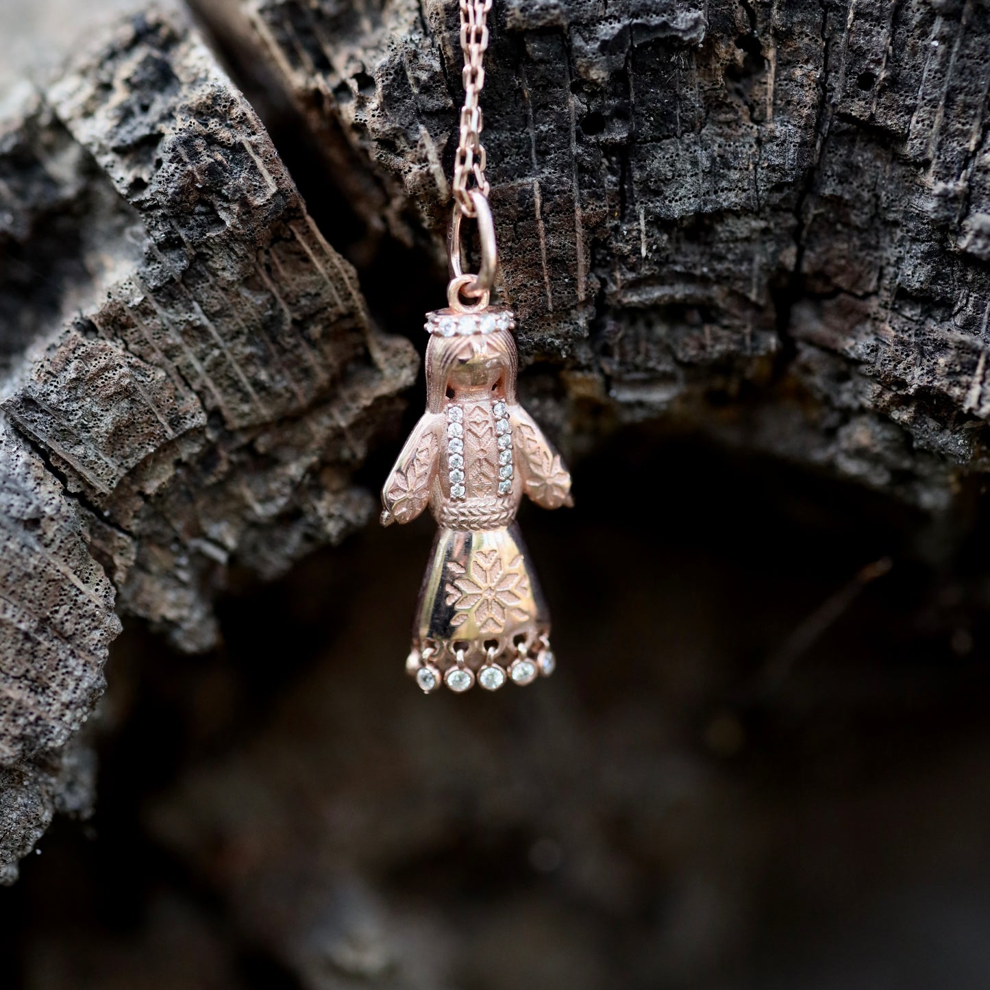 Позолочений кулон з ланцюжком /Мотанка/основа срібло 925пр/покриття позолота 585пр/533