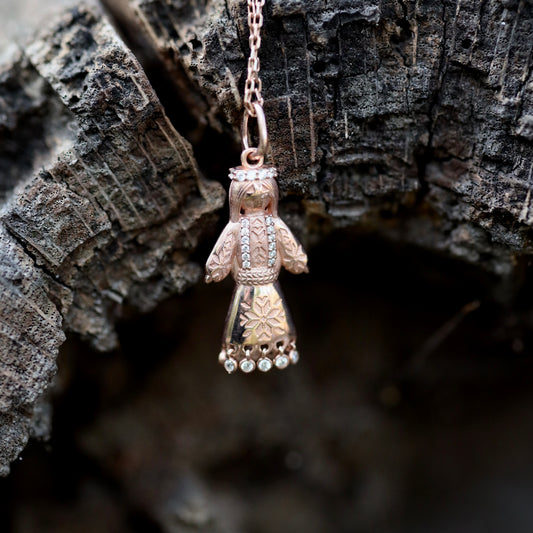 Позолочений кулон з ланцюжком /Мотанка/основа срібло 925пр/покриття позолота 585пр/533