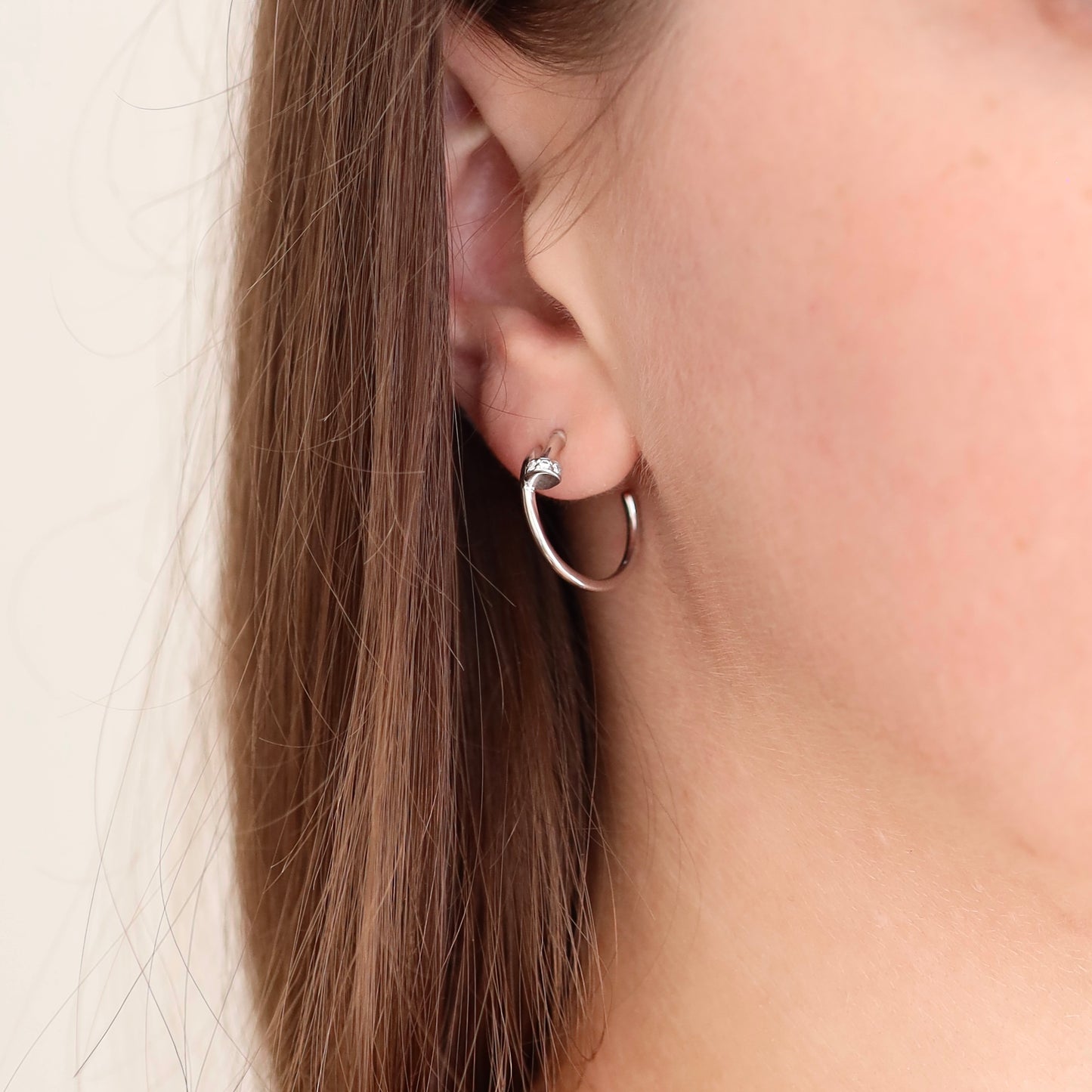 Срібні сережки-кільця у формі цвяшка 925 Silver Hoop Earrings | 495