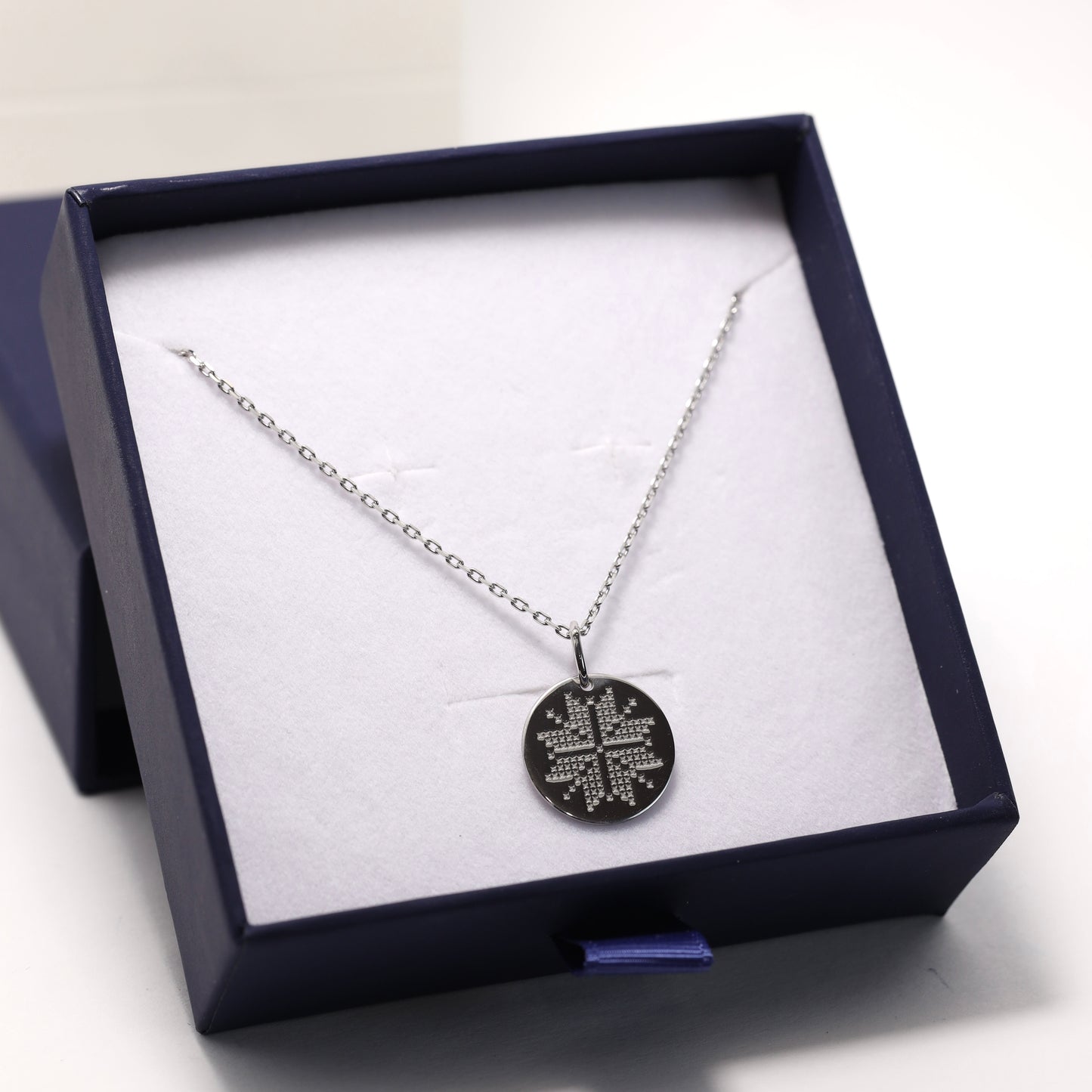 Ukrainian Embroidery Medallion Necklace in 925 Sterling Silver | Срібне кольє-медальйон Вишиванка з українським орнаментом|590