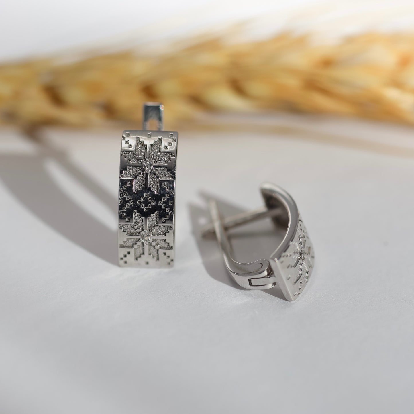 Срібний комплект Вишиванка 925 | Silver Vyshyvanka Jewelry Set 925 | Сережки + Каблучка | Ukrainian Jewelry