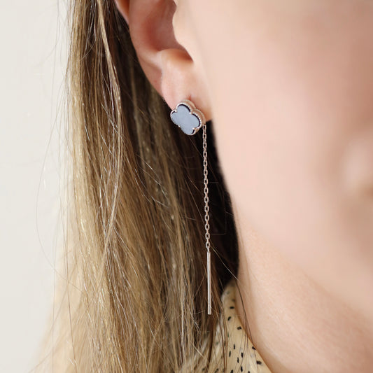 Срібні подовжені сережки з оніксом | Silver Long Earrings with Onyx – Elegant 925 Silver Jewelry | 338