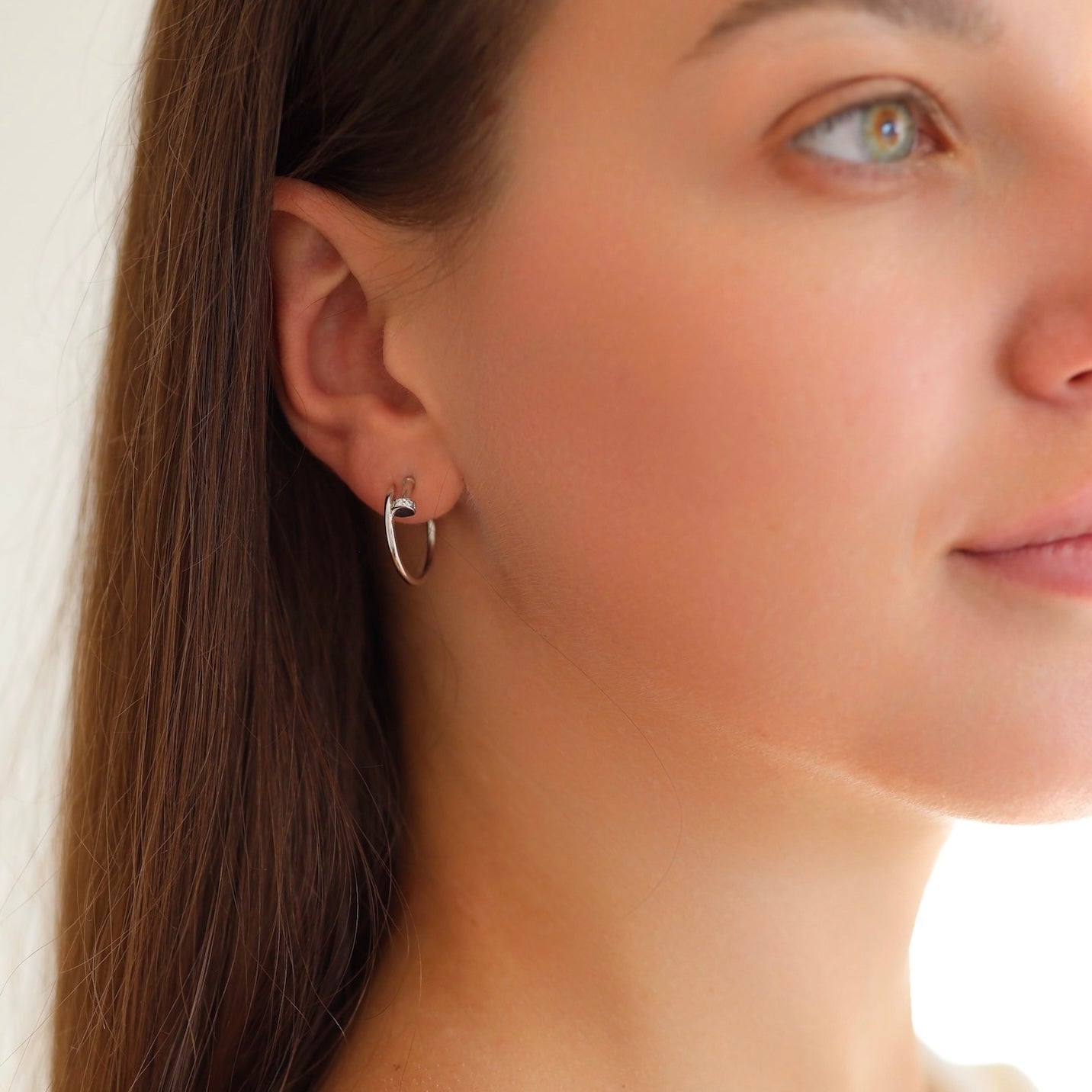 Срібні сережки-кільця у формі цвяшка 925 Silver Hoop Earrings | 495