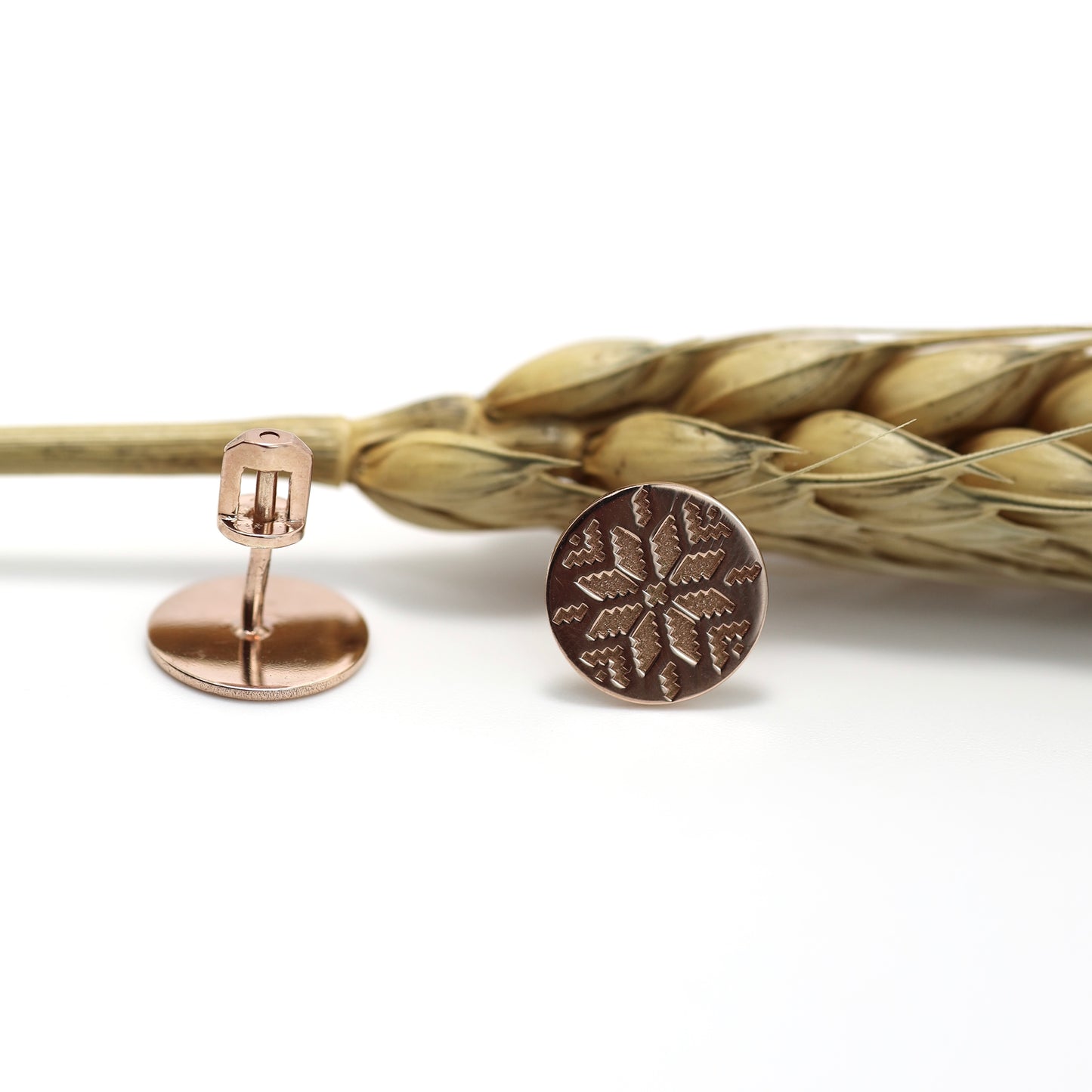 Elegant gold-plated earrings with Ukrainian ornament