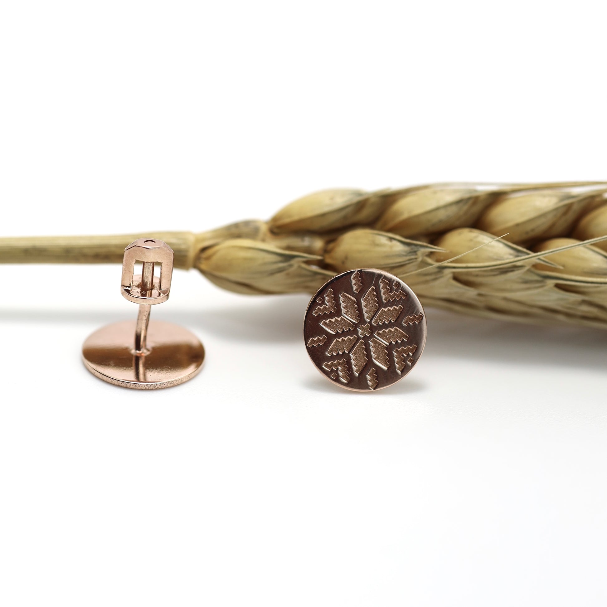 Elegant gold-plated earrings with Ukrainian ornament