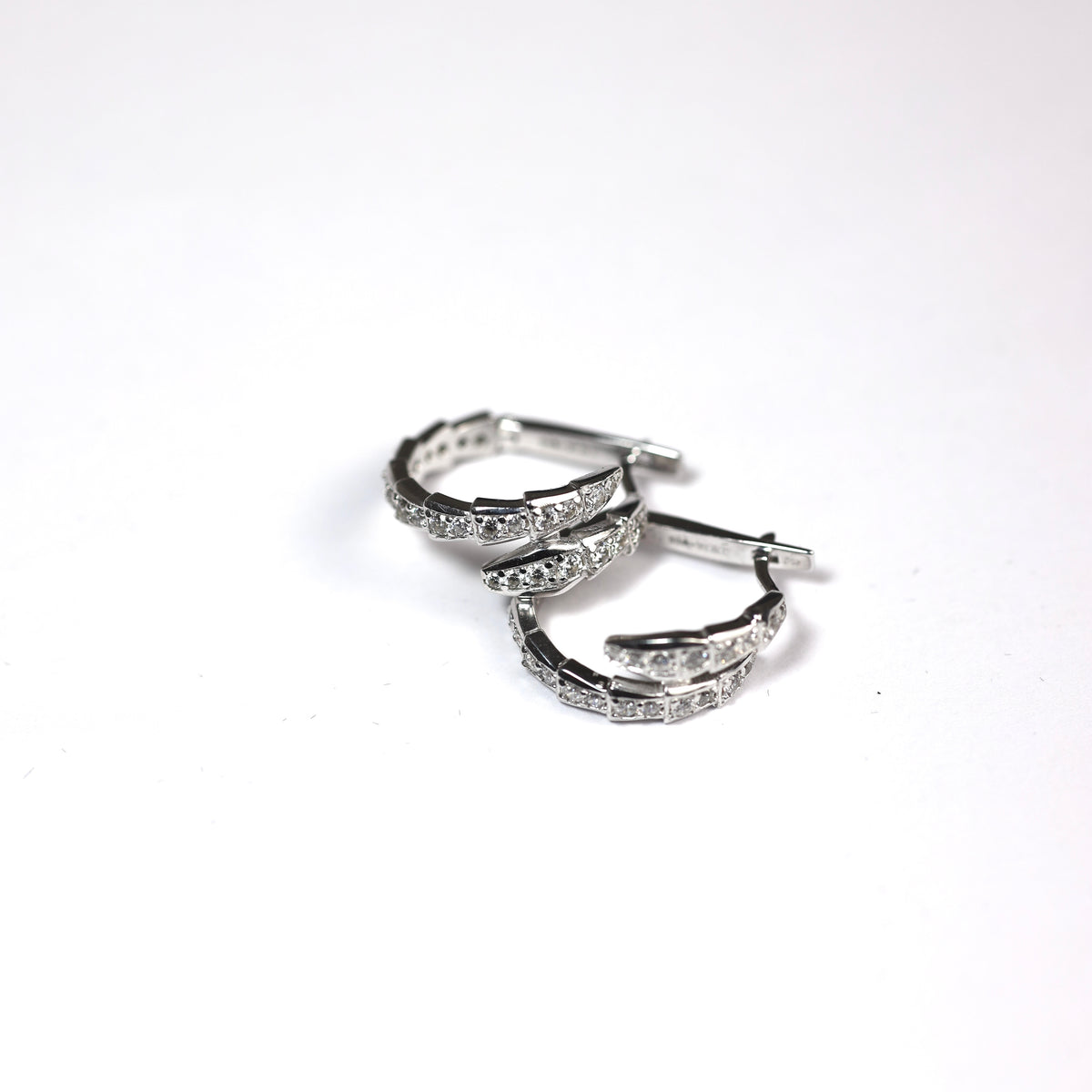 Rhodium-Plated 925 Sterling Silver CZ| Срібні сережки-кільця з фіанітами|292