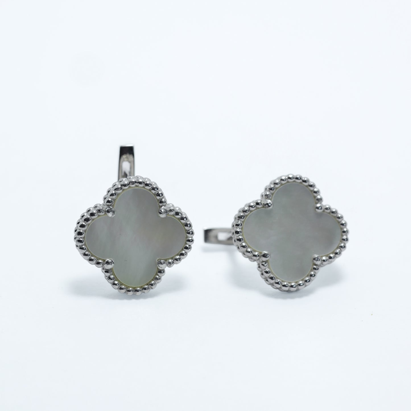 Silver Mother of Pearl Clover Earrings Maxi Size | Срібні сережки з перламутром Клевер максі |552