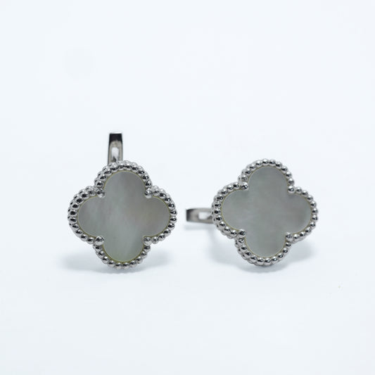 Silver Mother of Pearl Clover Earrings Maxi Size | Срібні сережки з перламутром Клевер максі |552