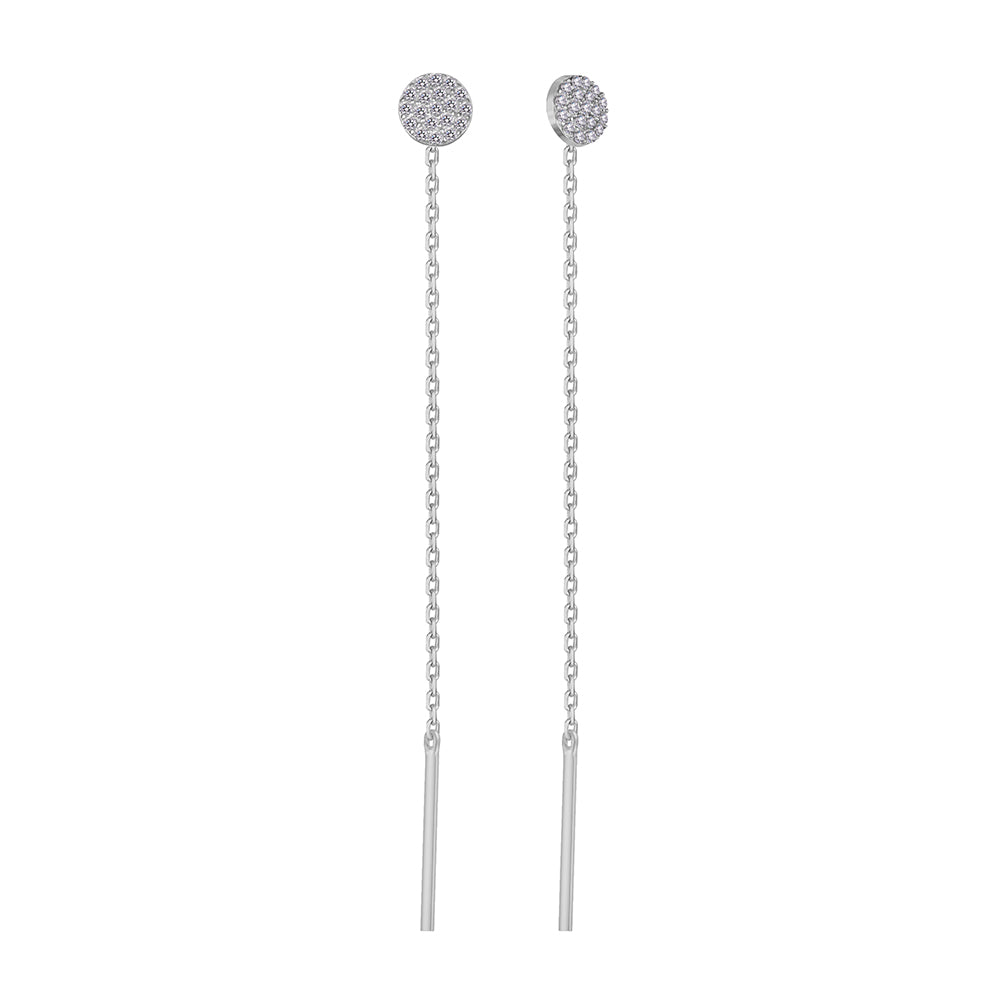 Silver Threader Earrings with Zircon | Срібні сережки-протяжки  Сяйво з цирконієм|285