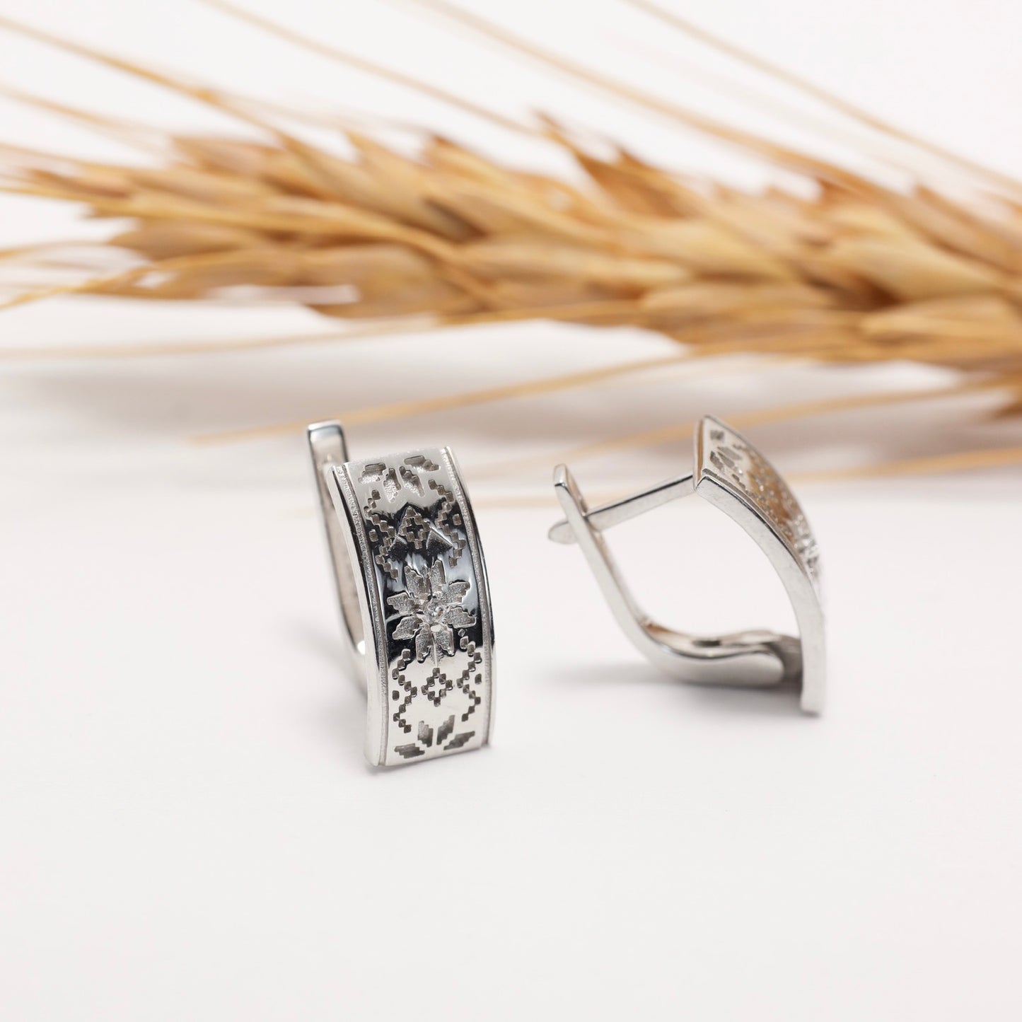 Silver Vyshyvanka Earrings | Срібні сережки Вишиванка | 583