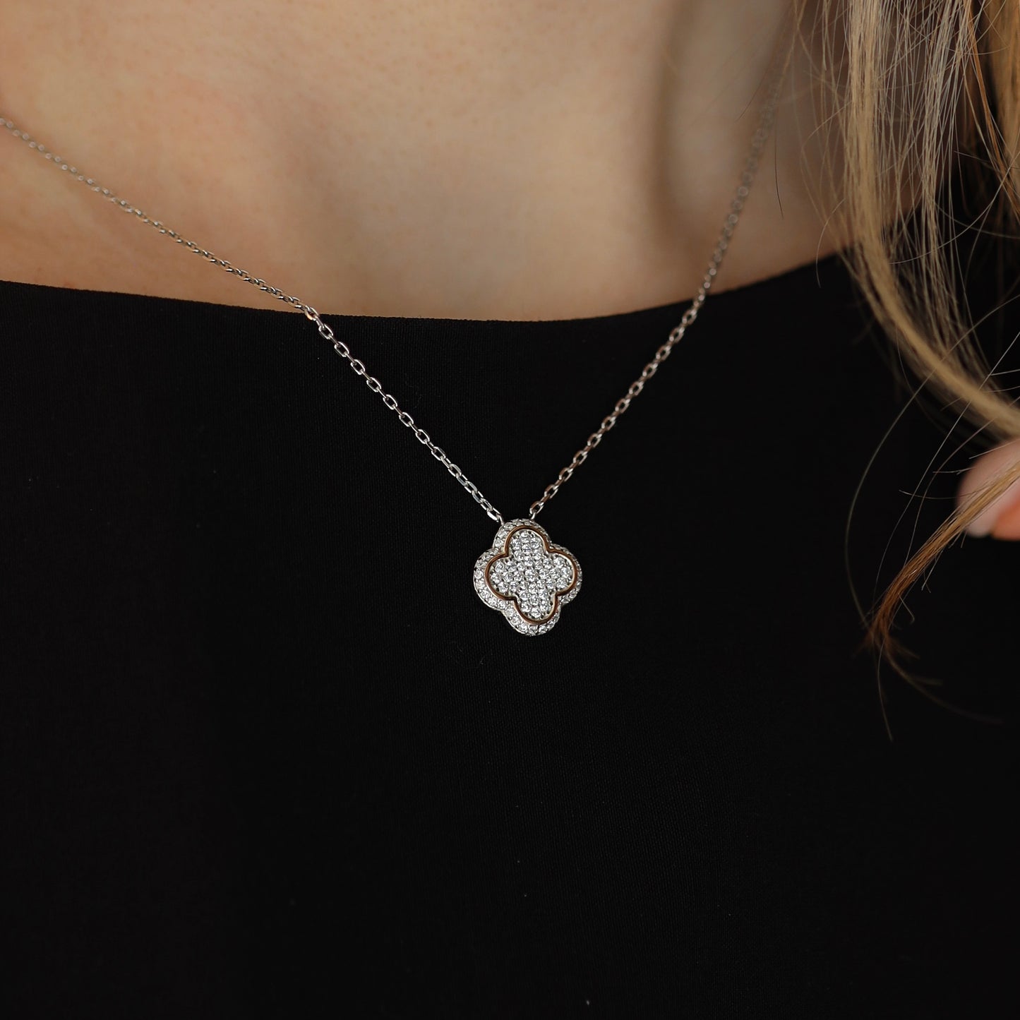 Срібний комплект з золотою пластинкою та фіанітами | Silver Jewelry Set with Gold Plate & Zirconia|366