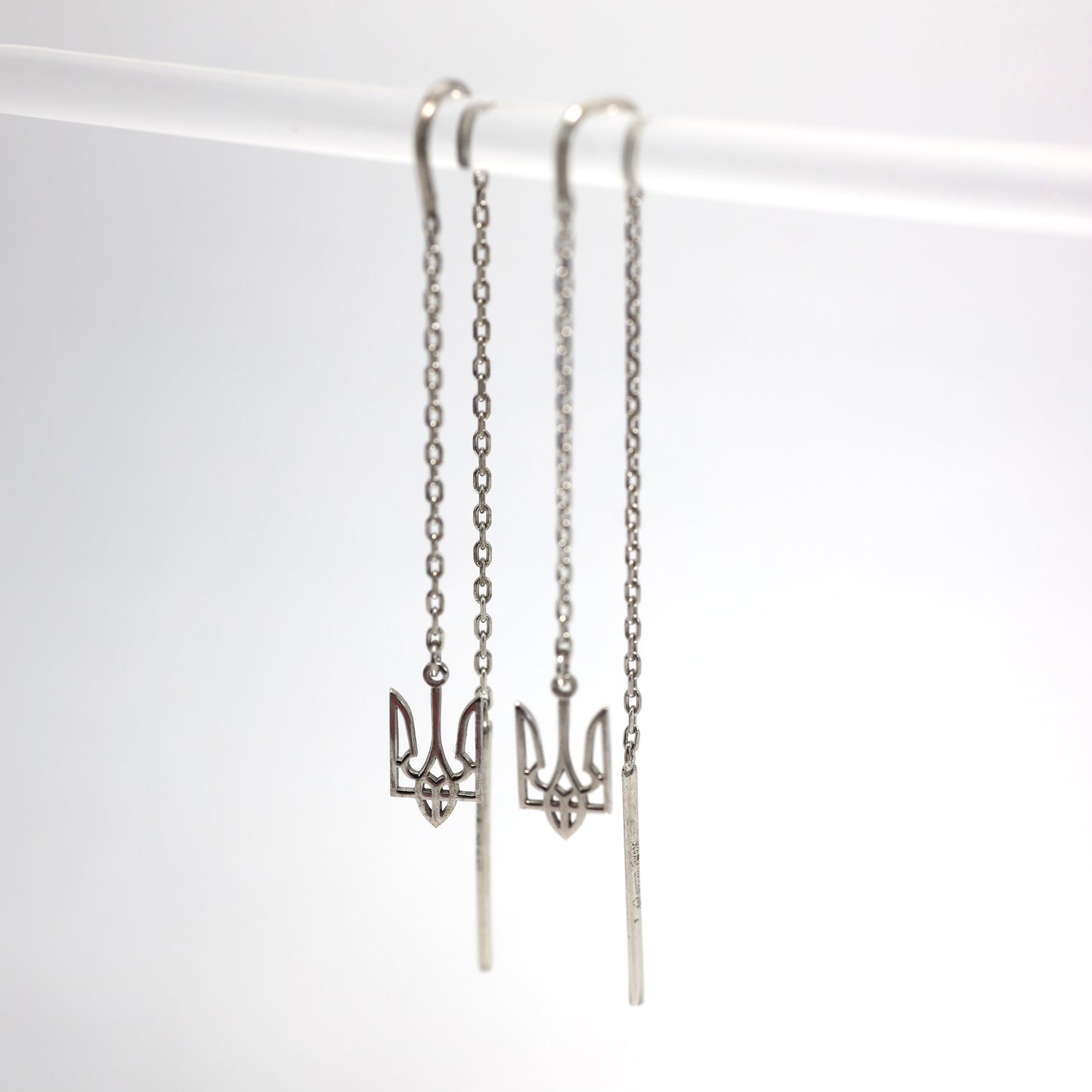 Срібні сережки протяжки/тризуб/срібло 925пр./311