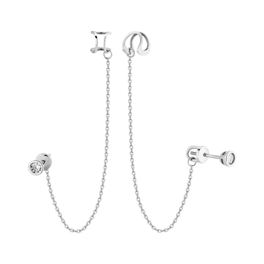 925 Sterling Silver Ear Cuff Earring with Cubic Zirconia | Срібна сережка-кафа з фіанітом 925 проби|909