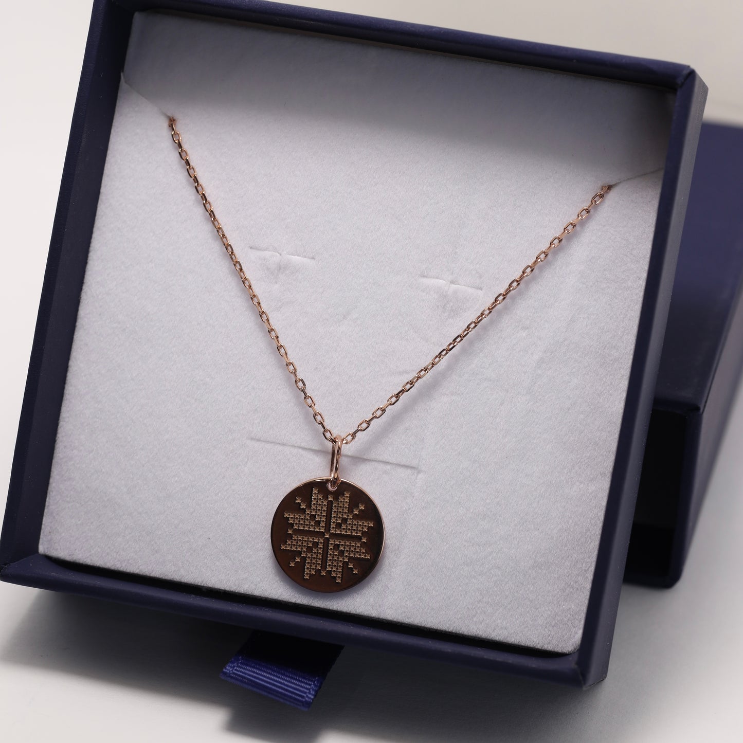 Ukrainian Embroidery Medallion Necklace in Gold-Plated 925 Sterling Silver | Позолочене срібне кольє-медальйон Вишиванка з українським орнаментом|590