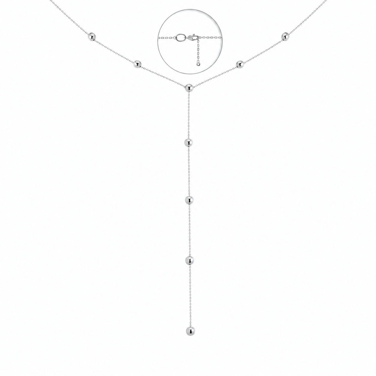 Luxury Silver Y Necklace with Beads 925 | Срібне витончене кольє з кульками|653