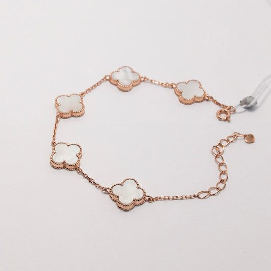 Срібний браслет Fleur з перламутром,позолота 585 | Fleur Mother of Pearl Gold Plated Silver Bracelet|338