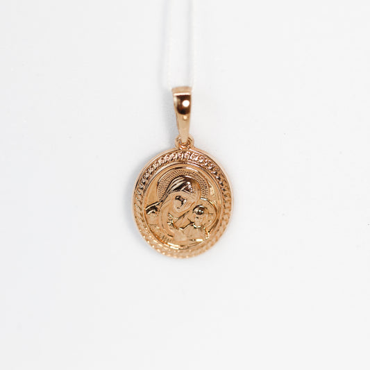 Золотий медальйон-ікона 585 | Gold Religious Medal Pendant Virgin Mary Ukraine