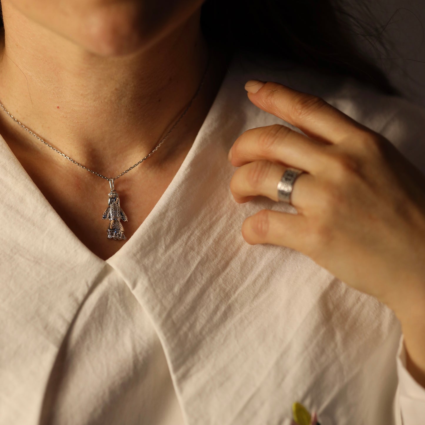 Кулон з ланцюжком Лялька Мотанка | Silver Motanka Doll Pendant with Chain Silver 925