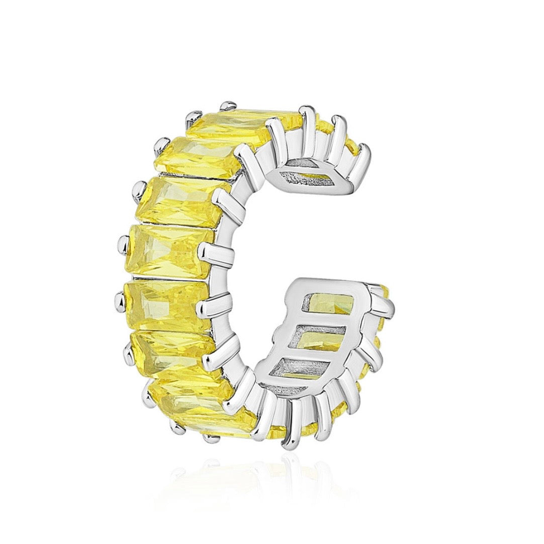 Yellow Cubic Zirconia Ear Cuff | Single Earring| Кафа з жовтими фіанітами |70124
