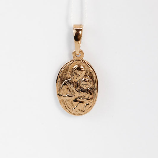 Золотий кулон-ікона Богородиця з Ісусом 585 | Gold Virgin Mary with Jesus Pendant 14k