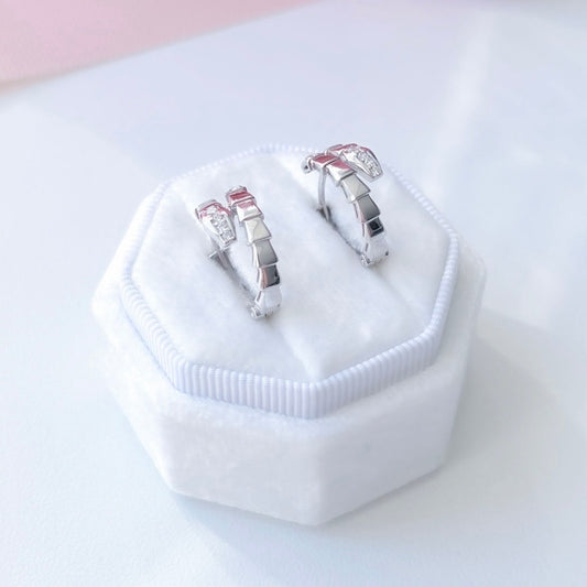 Sterling Silver Hoop Earrings with Zirconia | Срібні сережки Конго з цирконієм|529