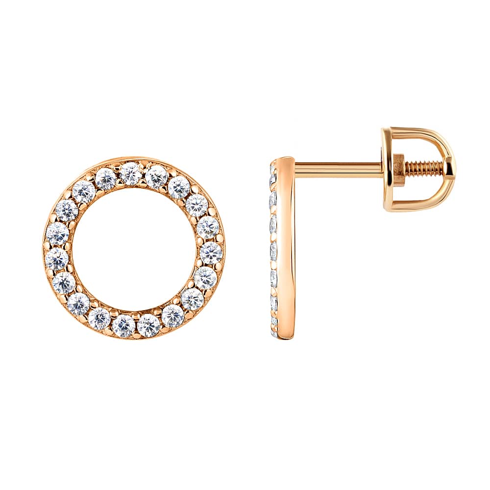 Золоті сережки 585 проби з камінцями | 585 Gold Stud Earrings with Stones