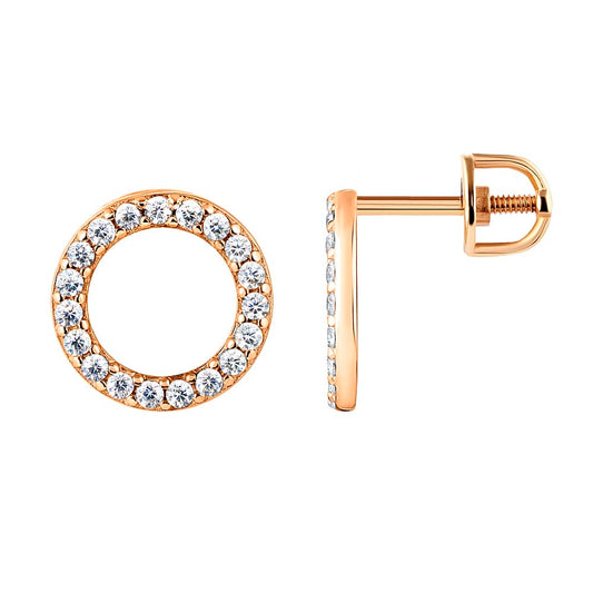 Золоті сережки 585 проби з камінцями | 585 Gold Stud Earrings with Stones