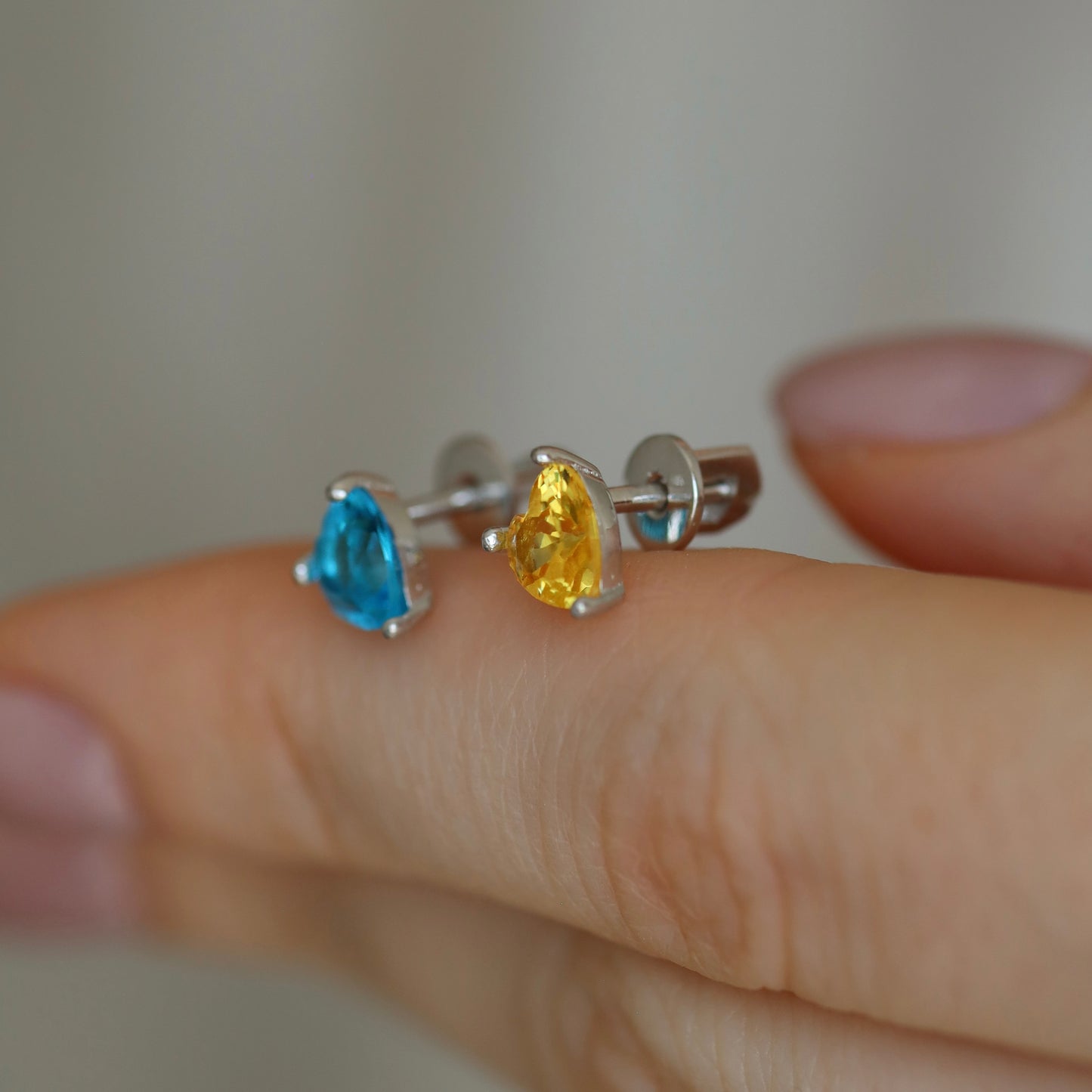 Срібні синьо-жовті пусети/сиібло 925пр/297