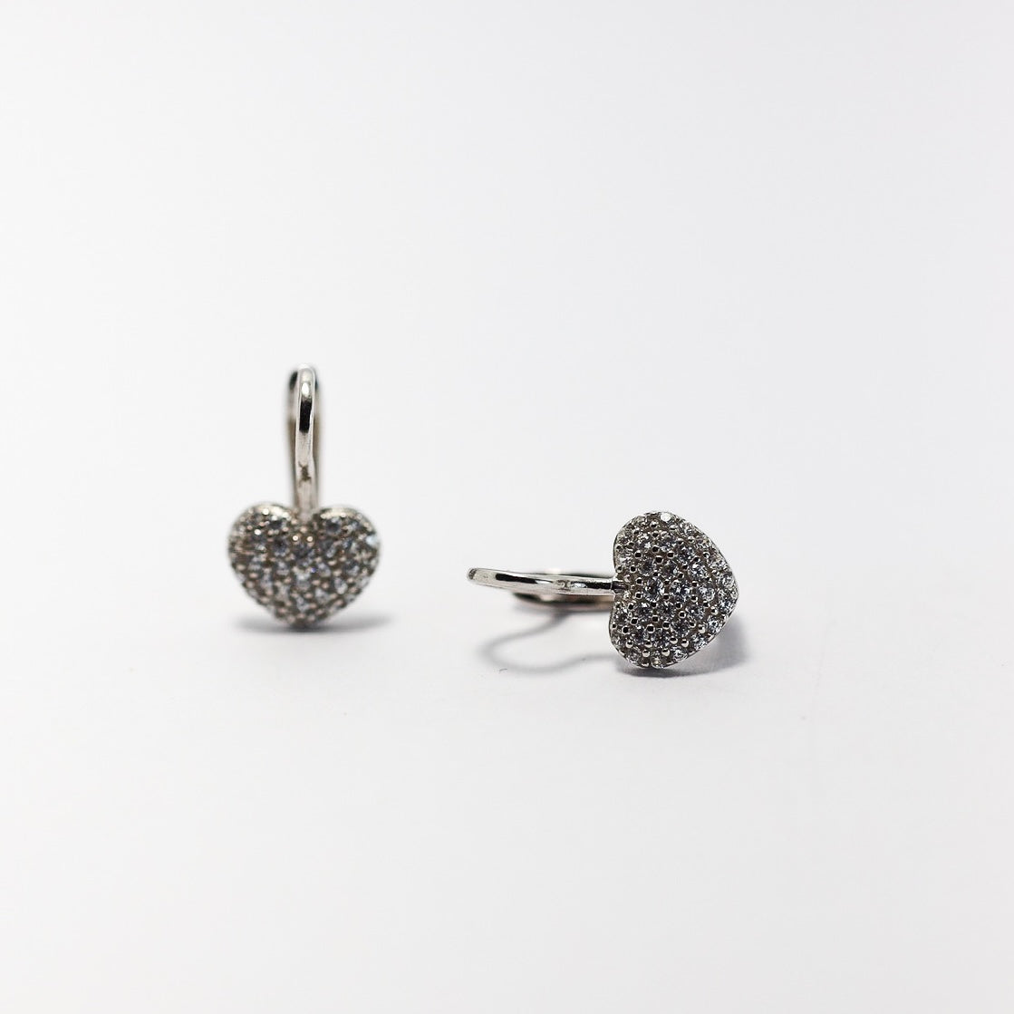 Silver Heart Earrings with CZ | Срібні сережки Серце з фіанітами|421
