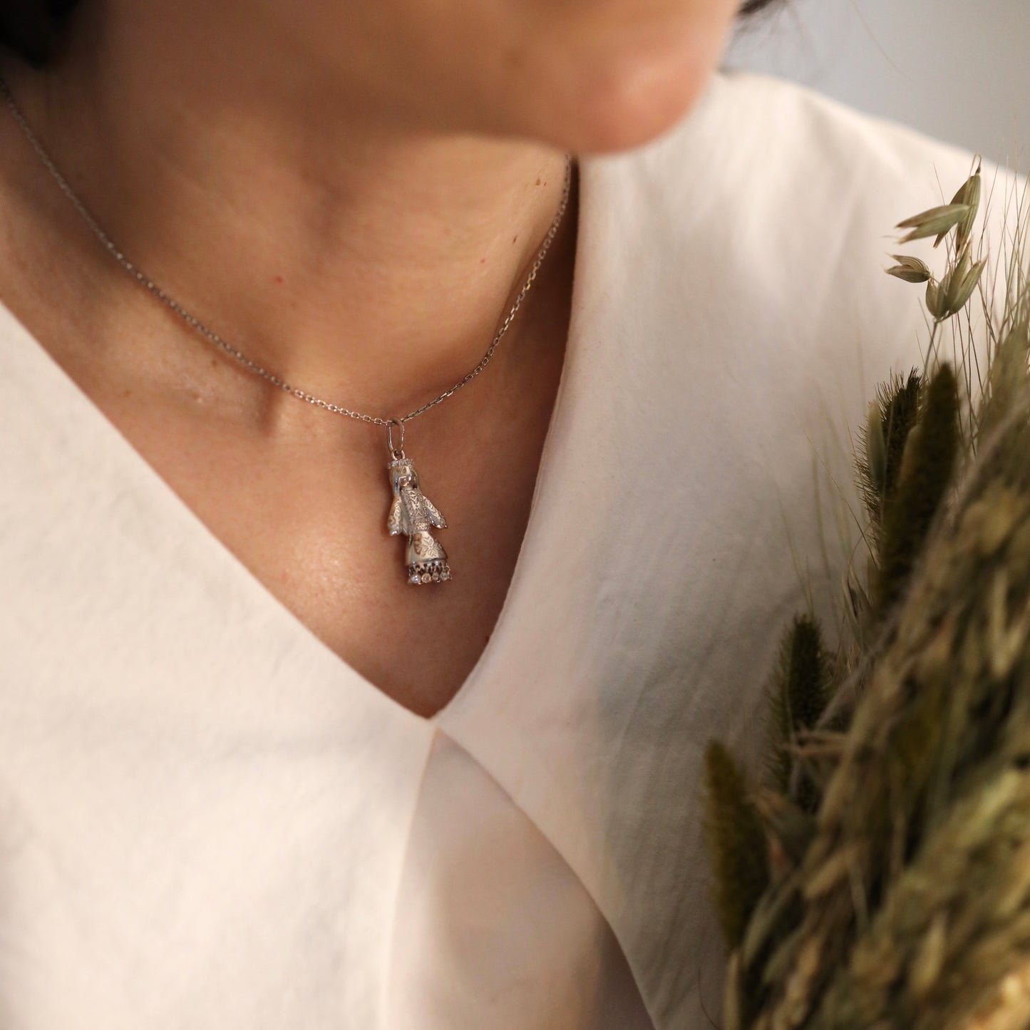 Кулон з ланцюжком Лялька Мотанка | Silver Motanka Doll Pendant with Chain Silver 925