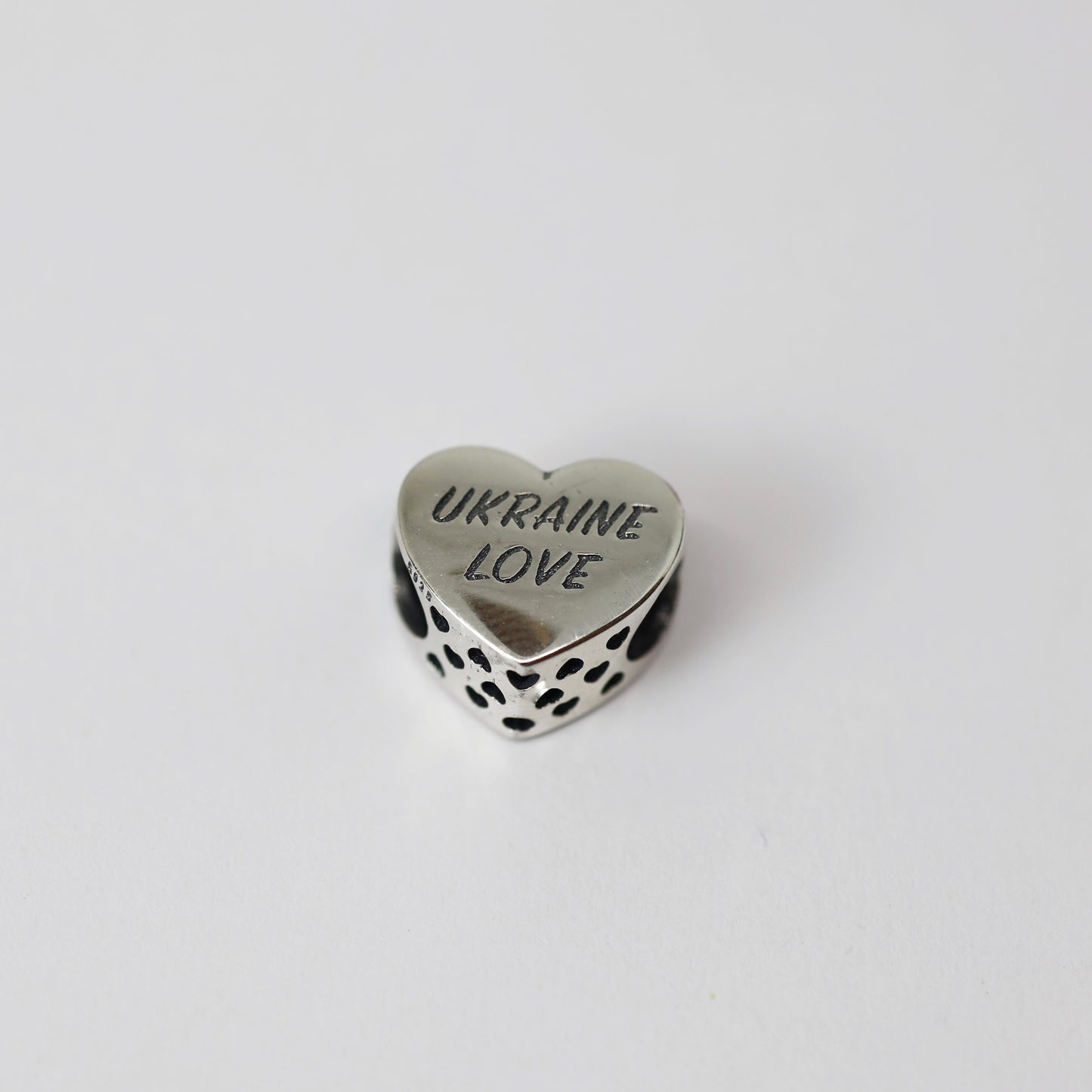 Silver-Plated Heart Charm Ukraine Love | Посріблений Шарм-Серце Ukraine Love