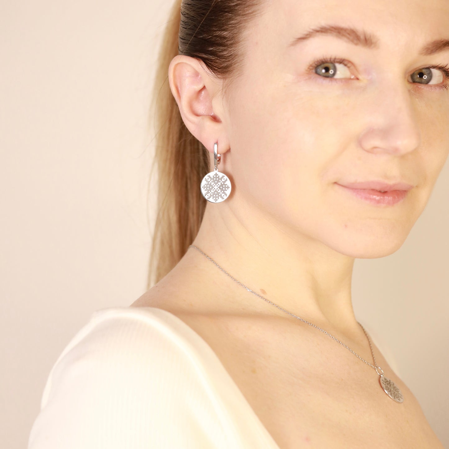 Silver Ukrainian Embroidery Earrings 925 | Срібні сережки Вишиванка|1317
