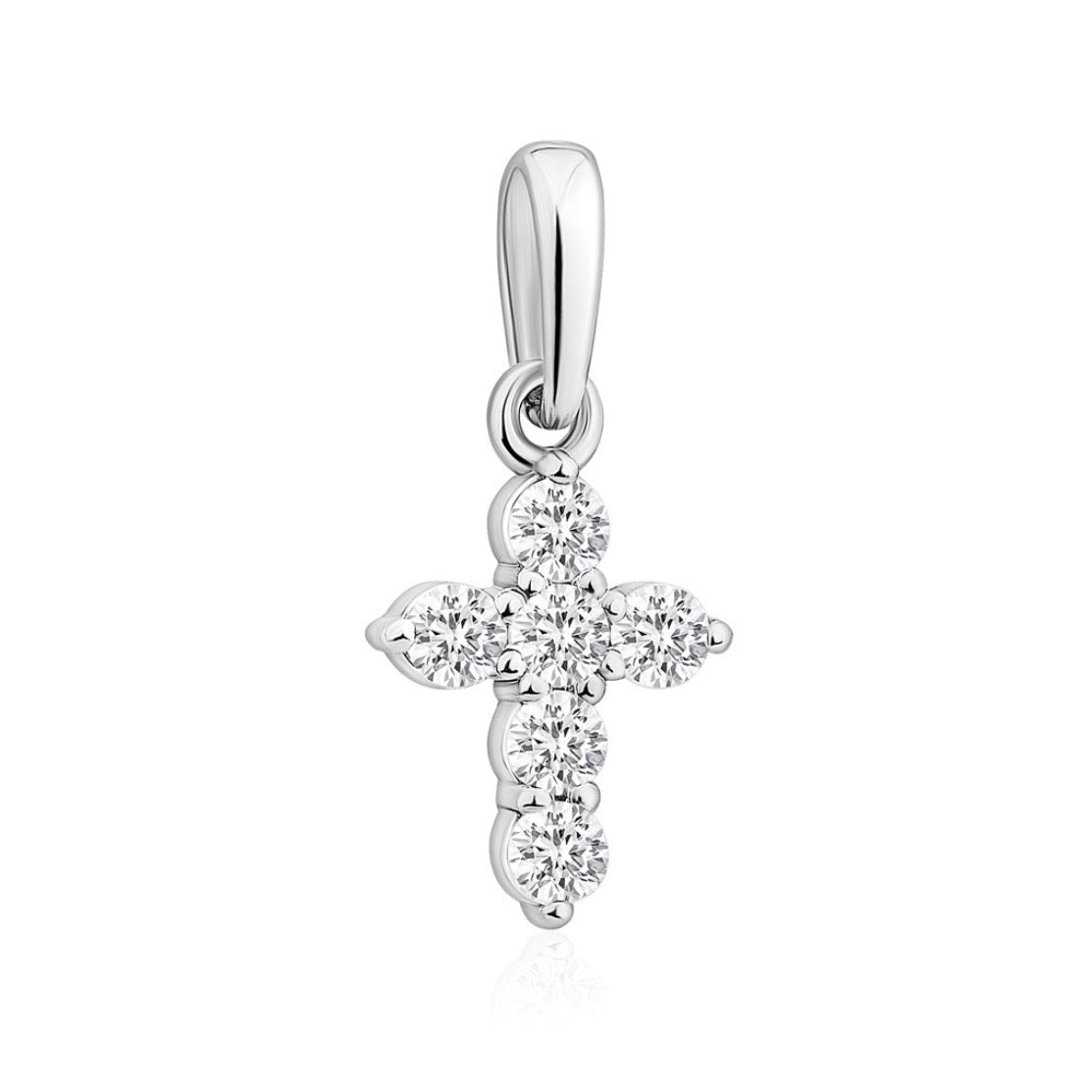 Delicate Cross Pendant 925 Silver with Zirconia | Маленький срібний хрестик з фіанітами|39174