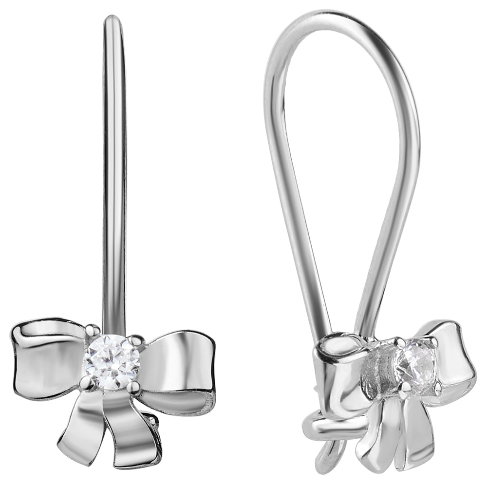 925 Sterling Silver Bow Earrings with Zirconia| Срібні сережки-бантики 925 проби з цирконієм|441